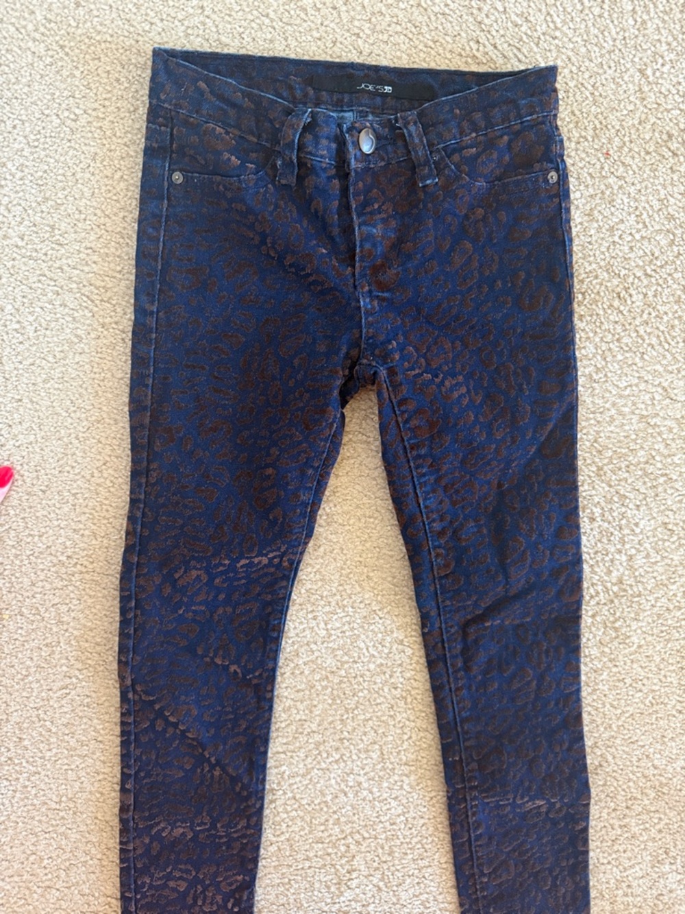 Joe's Jeans Navy and Brown Leopard Print Skinny Jeans - Kids